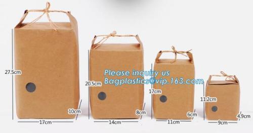 Rice packing paper kraft bag with windows, OEM rice paper packaging bag, 1kg Rice package kraft paper packaging bag brown kraft