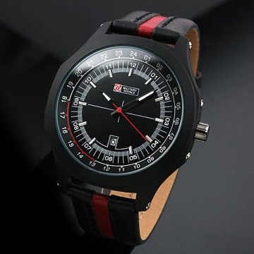 Brand New Mens Aiator Style Military Black Leather Band Quartz Army Watch MR071