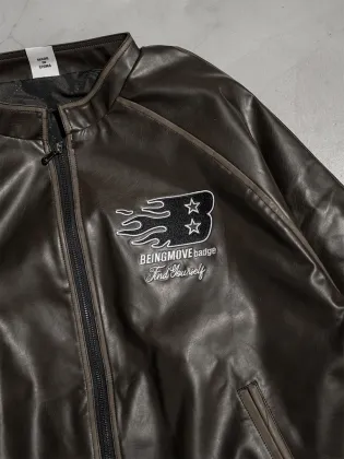 men's embroidered leather jacket