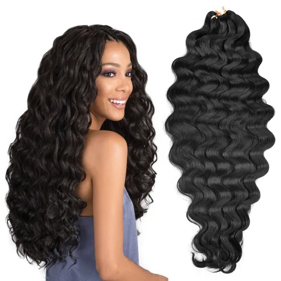 Hot Selling Black 28 inch Pre-feathered Hybrid Water Wave Braids 3x Body Ocean Wave For Bulk Braiding Synthetic Hair Extensions