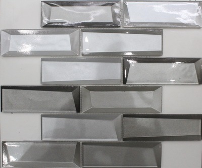 White 3D Effect Crystal Glass Mosaic