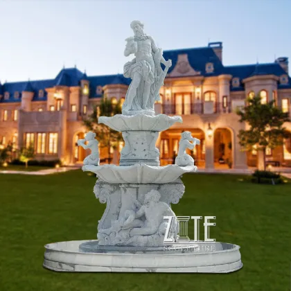 Classic Design White Marble outdoor cherub fountains