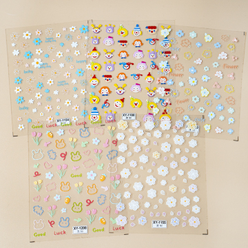 ขายร้อนร้อนสติ๊กเกอร์เล็บดอกไม้น่ารักกับ Kawaii Rabbit Design for Kids