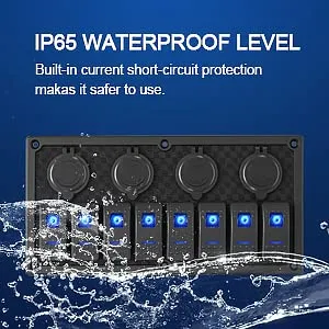 Marine Switch Panel,8 Gang Waterproof Rocker Switch Panel