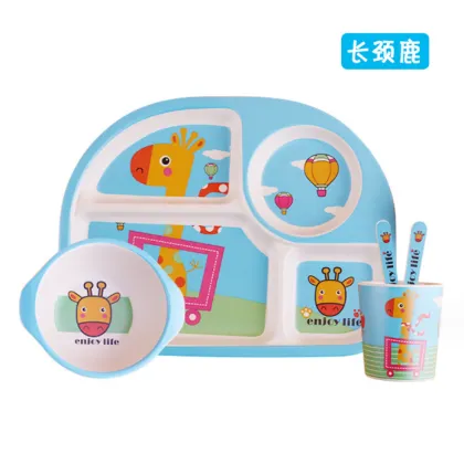 Nature Bamboo Fibre Kids Baby Dinner Set with Animal Prints