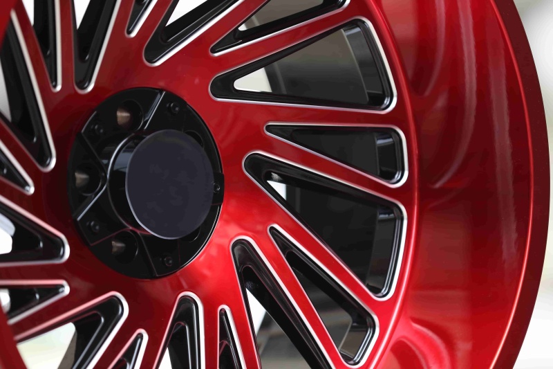 24-inch black and red milled edge wheels