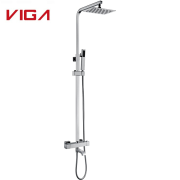 Brass Wall-Mounted Thermostatic Rainfall Shower Set for Luxurious Bathrooms