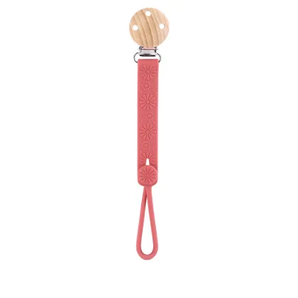 Pink and White Silicone Mam Dummy Clip Adapter - Baby Pacifier Holder for Girls