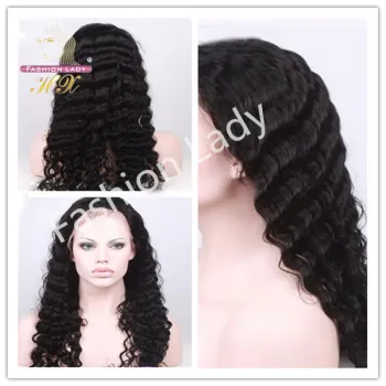 Indian 6A Virgin Full Lace Deep Wave Hair Wig Black Color (HX-IN-WG-10)