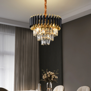 Modern Luxury Aluminum Ring Crystal Pendant Lights for Wedding Decor - Chandelier