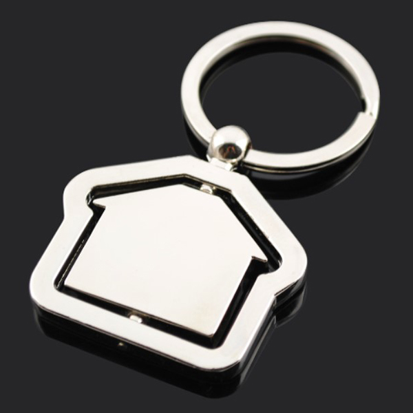 Verkaufszentrum-Geschenk-Metallhaus-Form-drehbarer Keychain