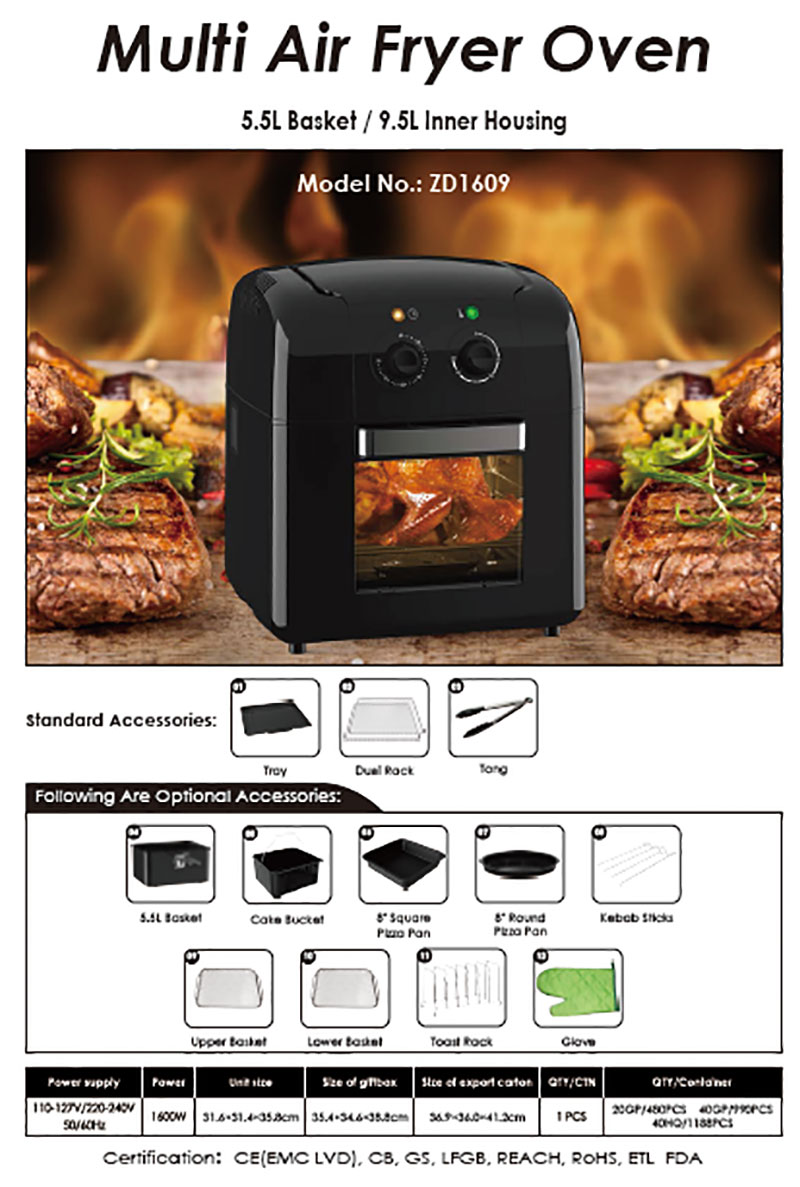 10L 1800W Multi Air Fritteuse und Backofen CE