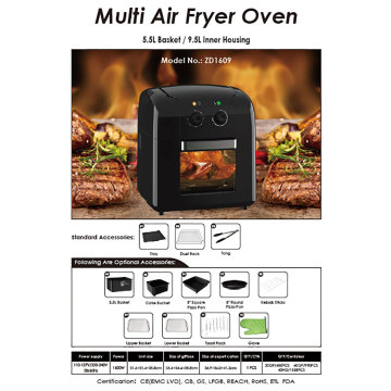 10L 1800W Multi Air fryer and oven CE