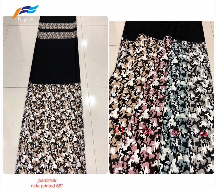 Cheap 100% Polyester Islamic Muslim Nida Printed Fabric 