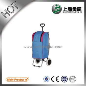 Portable folding shopping cart with seat supermarket shopping cart
