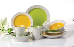 Embossed 2-tone color stoneware plates dinner set