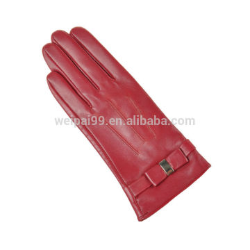 Butterfly belt simple design red sheepskin leather women gloves