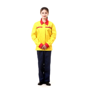 Fabrikversorgung attraktive gelbe Uniform mit langen Ärmeln