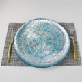 Decorative Blue Silver Glass Fruit Dinner Plates