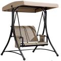 Modern Iron Outdoor Swing Chair for 2 People with Removable Canopy Waterproof & Quick-Dry Cushions Patio Swings for Villa & Park