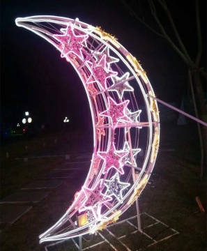 Outdoor Ramadan Festival Lights: Moon and Star Motif