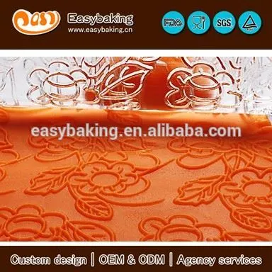 2014 new design pretty flower custom acrylic textured rolling pin