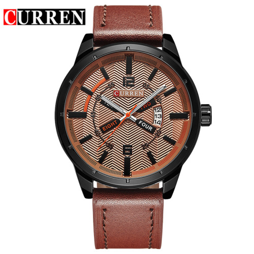 Leather Business Date Quartz Men Wristwatches