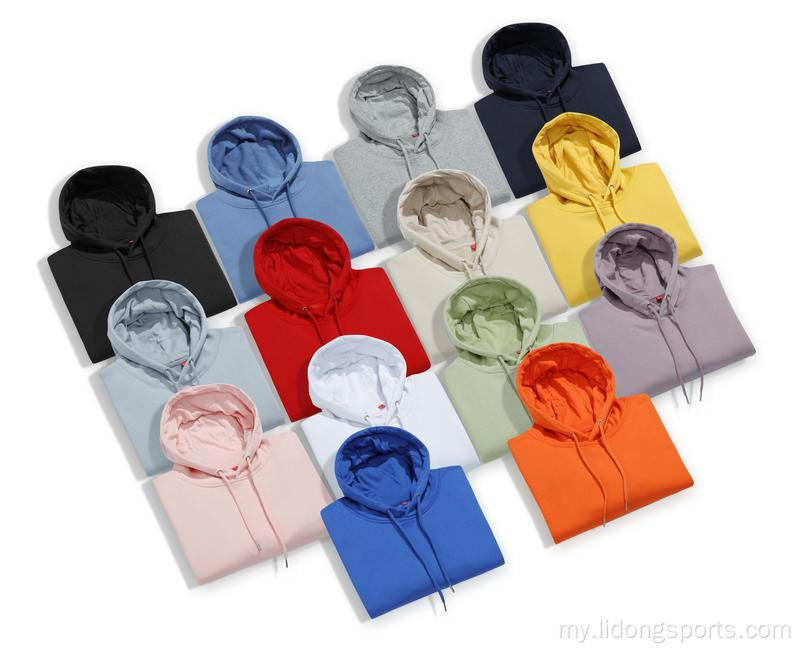 လက္ကားအလွတ်ရိုးရိုးရှင်းရှင်း unisex pullover hoodies ချွေးထွက်