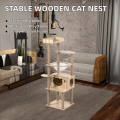 AIBIKE Eco-Friendly Wooden 4-Level Cat Climbing Tower Indoor Multi-Level Condo Pet Toy