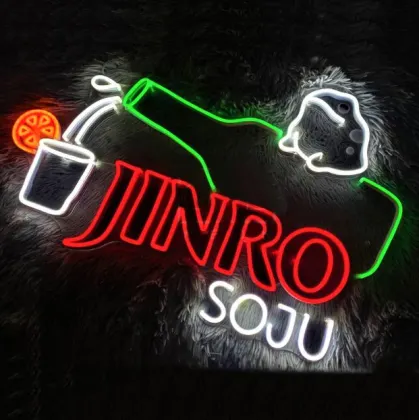 JINRO SOJU Neon Sign: LED Store Decoration Light for Home, Office, and Business