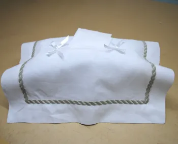 beautiful rectangular decorated embroidered design cotton linen fabric tissue box cover
