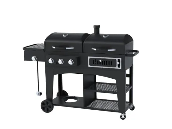 Black Powder Coated Charcoal & Gas Combo Grill