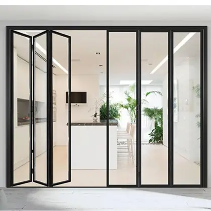 DTOP Slim Fold Glass Door - Interior Narrow-Frame Folding Door with Suspended Rail