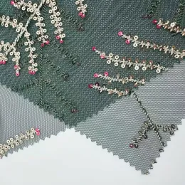 Christmas Tree Sequin Embroidered Mesh Fabric