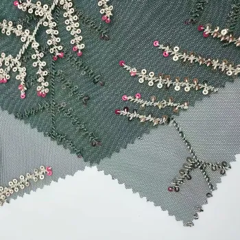 Christmas Tree Sequin Embroidered Mesh Fabric