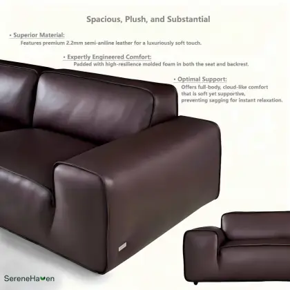 Timeless Design Comfortable Leather Couch