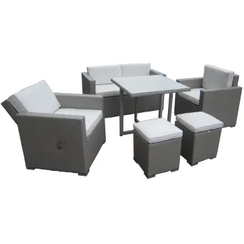 8-Piece GSD Outdoor Sectional Sofa Set: Luxury PE Rattan Wicker Furniture with Declining Back and Soft Cushions