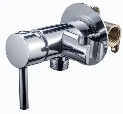 Three-way brass angle valve for shower arm mounted