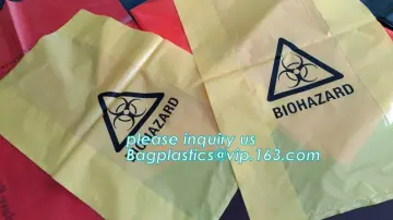 Biohazard Garbage Bag for hospital Waste, Biohazard medical waste Plastic Bags For clinical Disposal, HDPE biodegradable Autocla