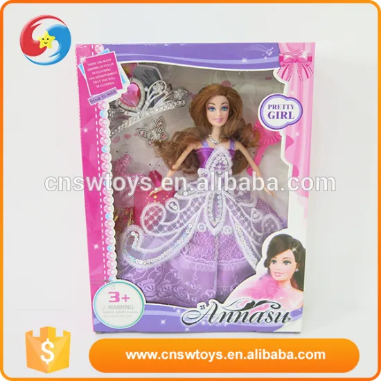 New style plastic purple princess with beautiful clothes nice pictures dolls