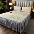 Verão látex tapete de seda máquina lavável lace bedcover