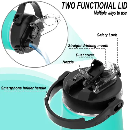 Trendy 1000ml Insulated Vacuum Flask Metal Water Bottle