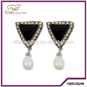 2015 New designed jewelry earring pearl pendant earring black acrylic earring