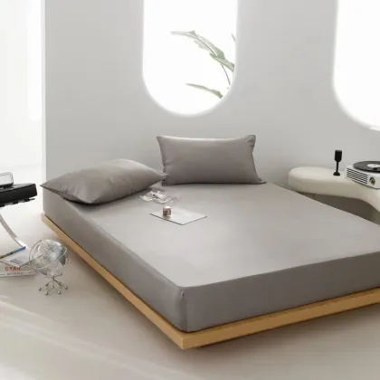 Class A 60s Lyocell Tencel Solid Color Single-Piece Ice Silk Three-Piece Sheet Set with Simmons Protective Bed Cover