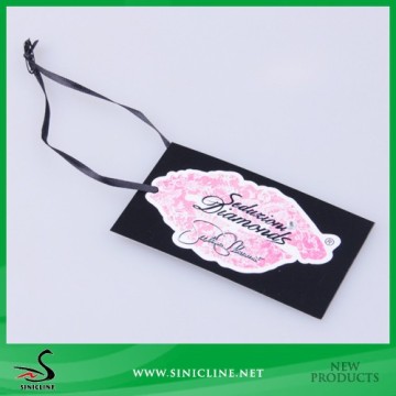 Sinicline OEM Black Apparel Tag with Pink Flower Sticker