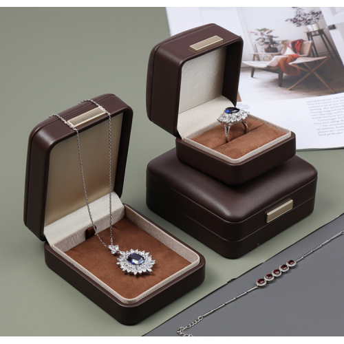 Renewable Leather Texture Jewelry Set Necklace Box