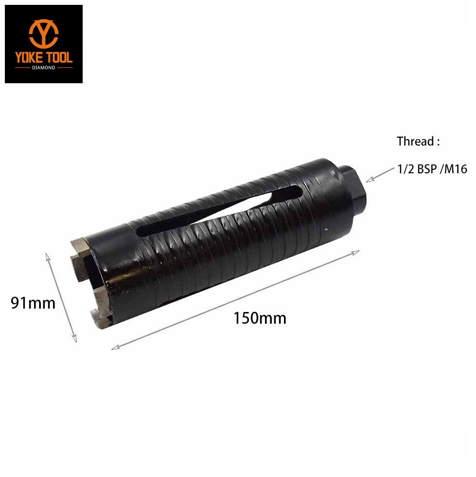 91 mm de diamante seco de diamante seco bit 1/2 bsp para perfuração de concreto