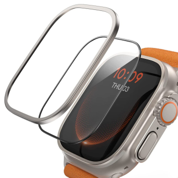 Aviation Titanium Bumper Frame Case with Tempered Glass Film for Apple Watch Ultra 49mm