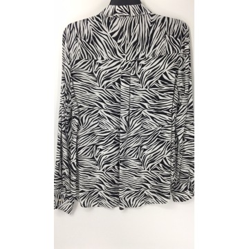 Black and White Striped Animal Print Shirt