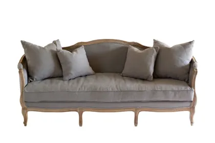 Antique French Style Curved Solid Wood Wedding Furniture: Louis Sofa with Birch Wood Frame for Parties